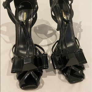 Sonia Rykiel Black Leather Bow Stiletto Pumps